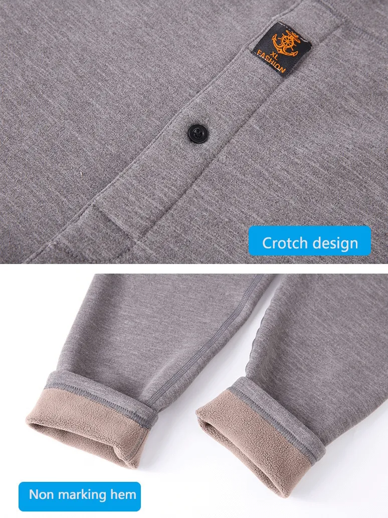 Fleece Men's Thermal Underwear / Padded Thickened Round Neck Two-Piece Set - SF1368