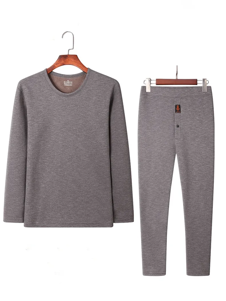 Fleece Men's Thermal Underwear / Padded Thickened Round Neck Two-Piece Set - SF1368