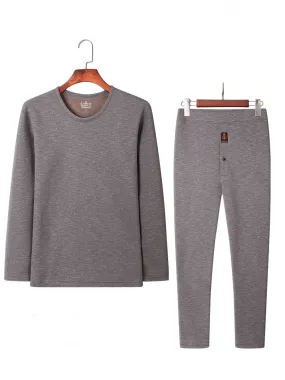 Fleece Men's Thermal Underwear / Padded Thickened Round Neck Two-Piece Set - SF1368