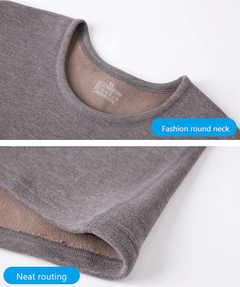 Fleece Men's Thermal Underwear / Padded Thickened Round Neck Two-Piece Set - SF1368
