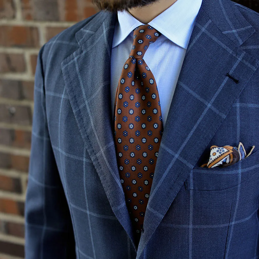 Floral Printed Silk Tie - Beech - Hand-Rolled