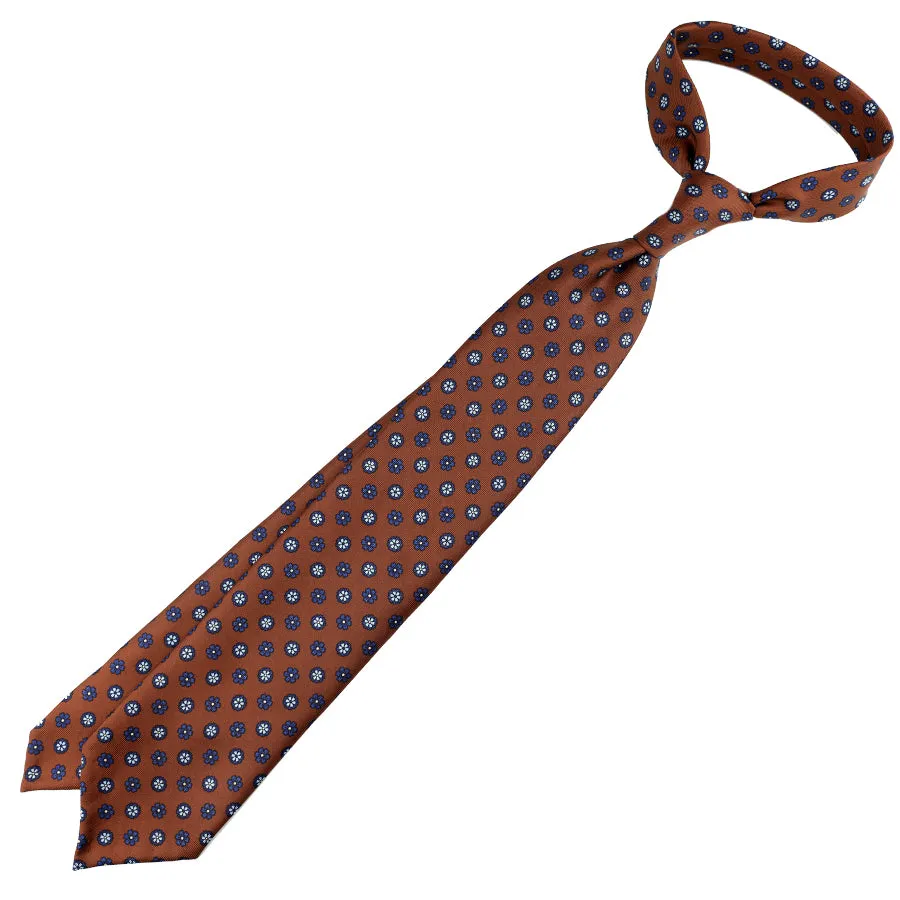 Floral Printed Silk Tie - Beech - Hand-Rolled