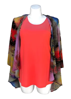 Fly Like a Butterfly Chiffon Kimono Jacket in Coral Sunset