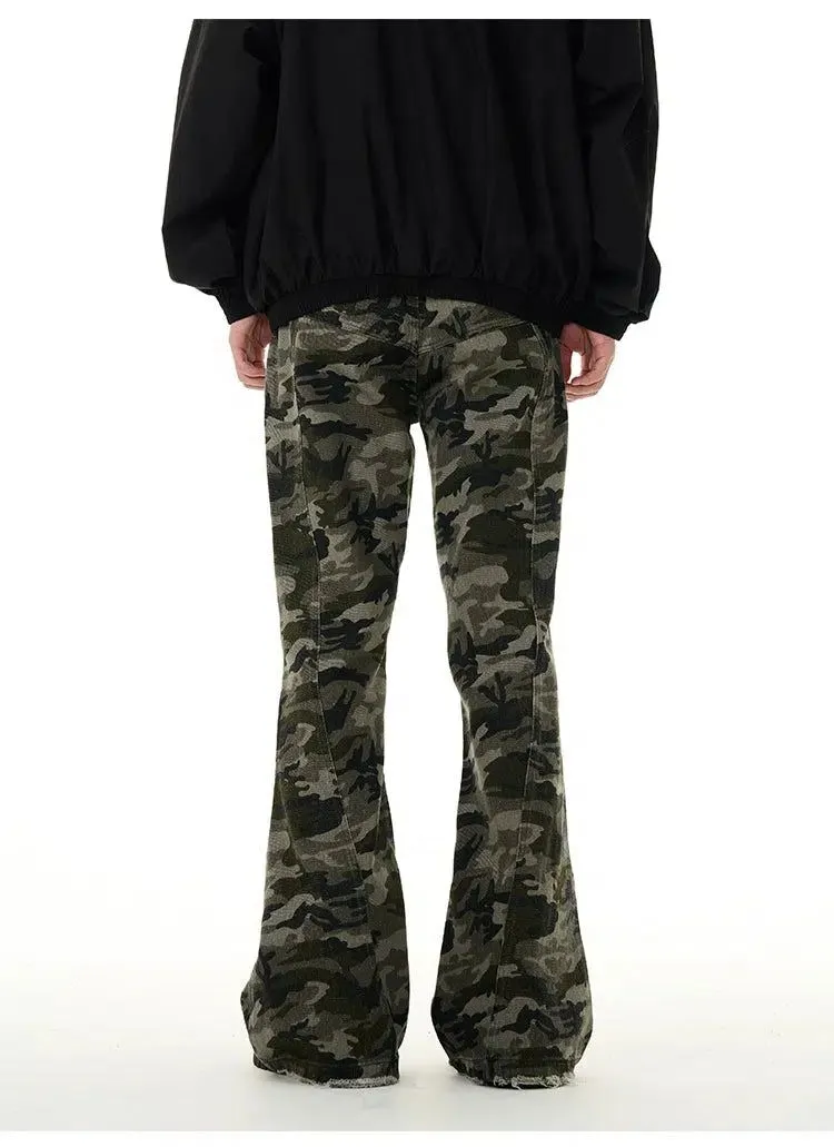 Front Pocket Flared Camo Pants