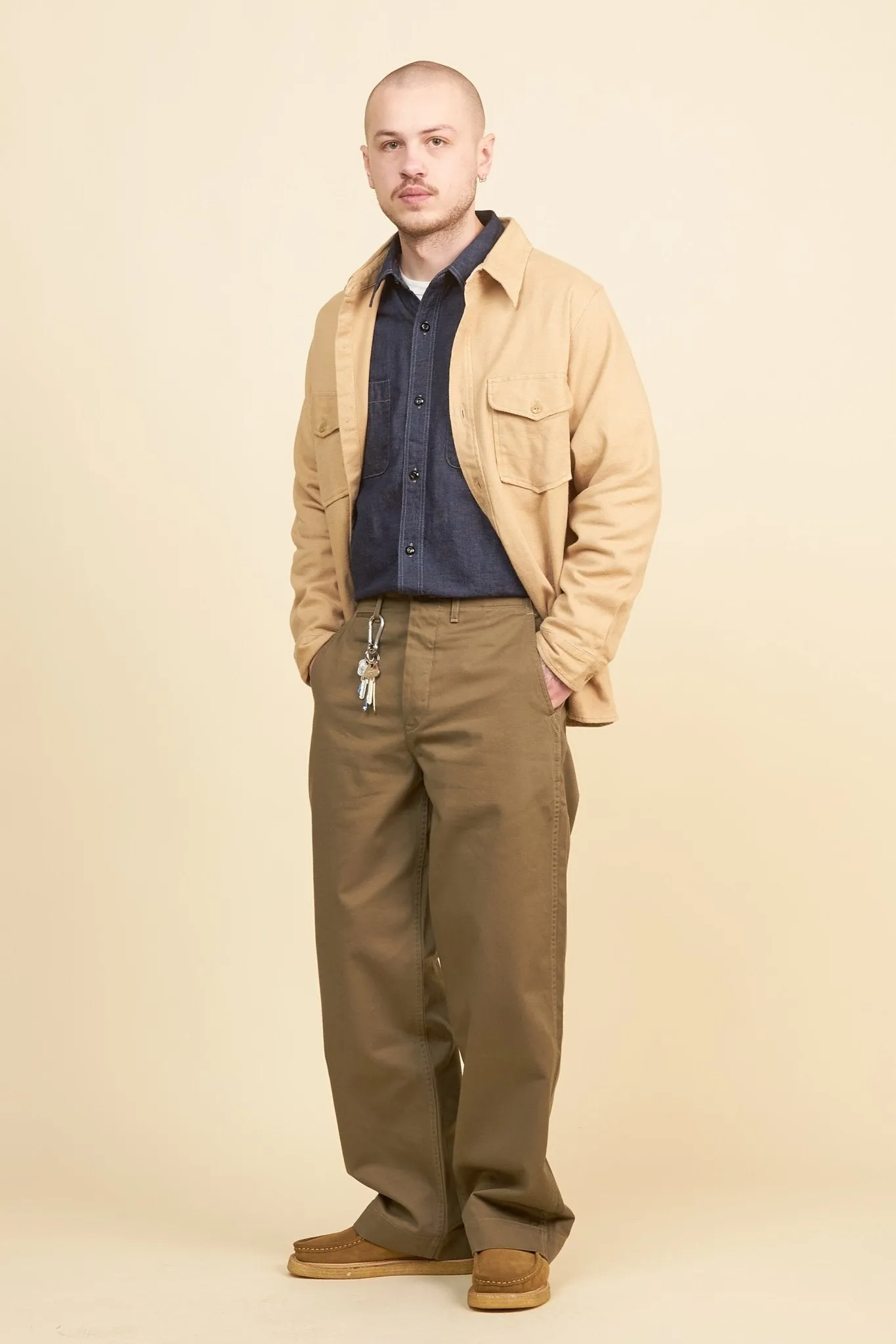 Fullcount Cotton Wool CPO Shirt - Beige