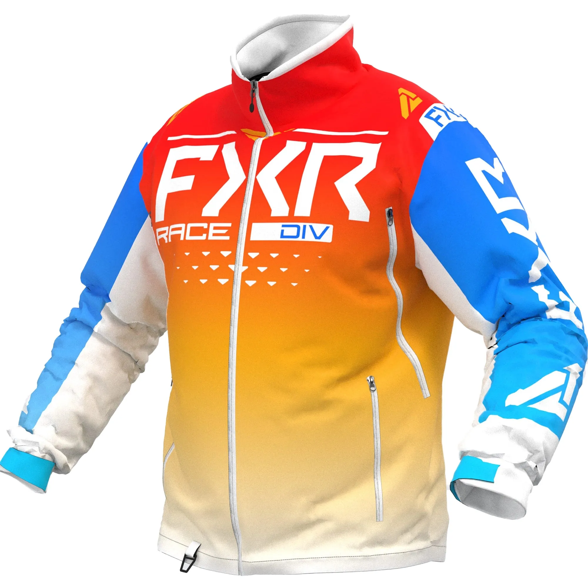 FXR  Mens Cold Cross RR Snowmobile Jacket Wind Water Resistant Blue Tangerine