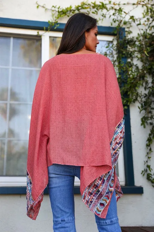 Geometric Embroidered Sleeve Kimono available in multiple colors