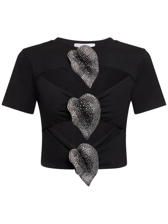 Giuseppe Di Morabito   Embellished cotton cutout t-shirt 