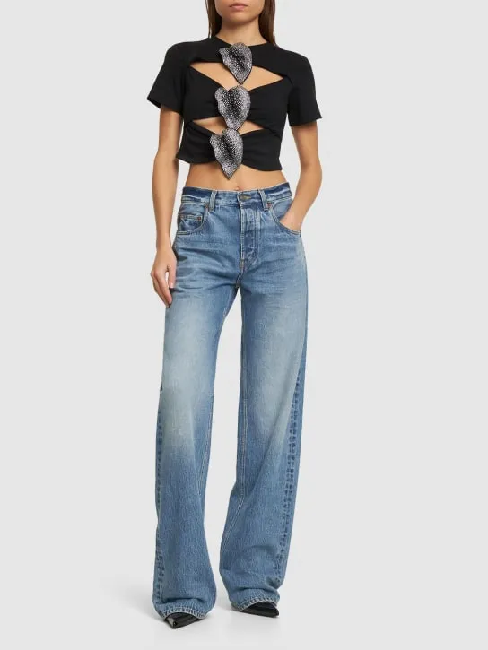 Giuseppe Di Morabito   Embellished cotton cutout t-shirt 