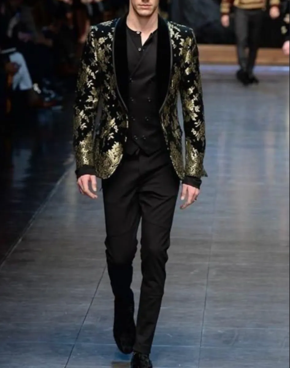 Gold/Black Metallic 'Baroque' Brocade