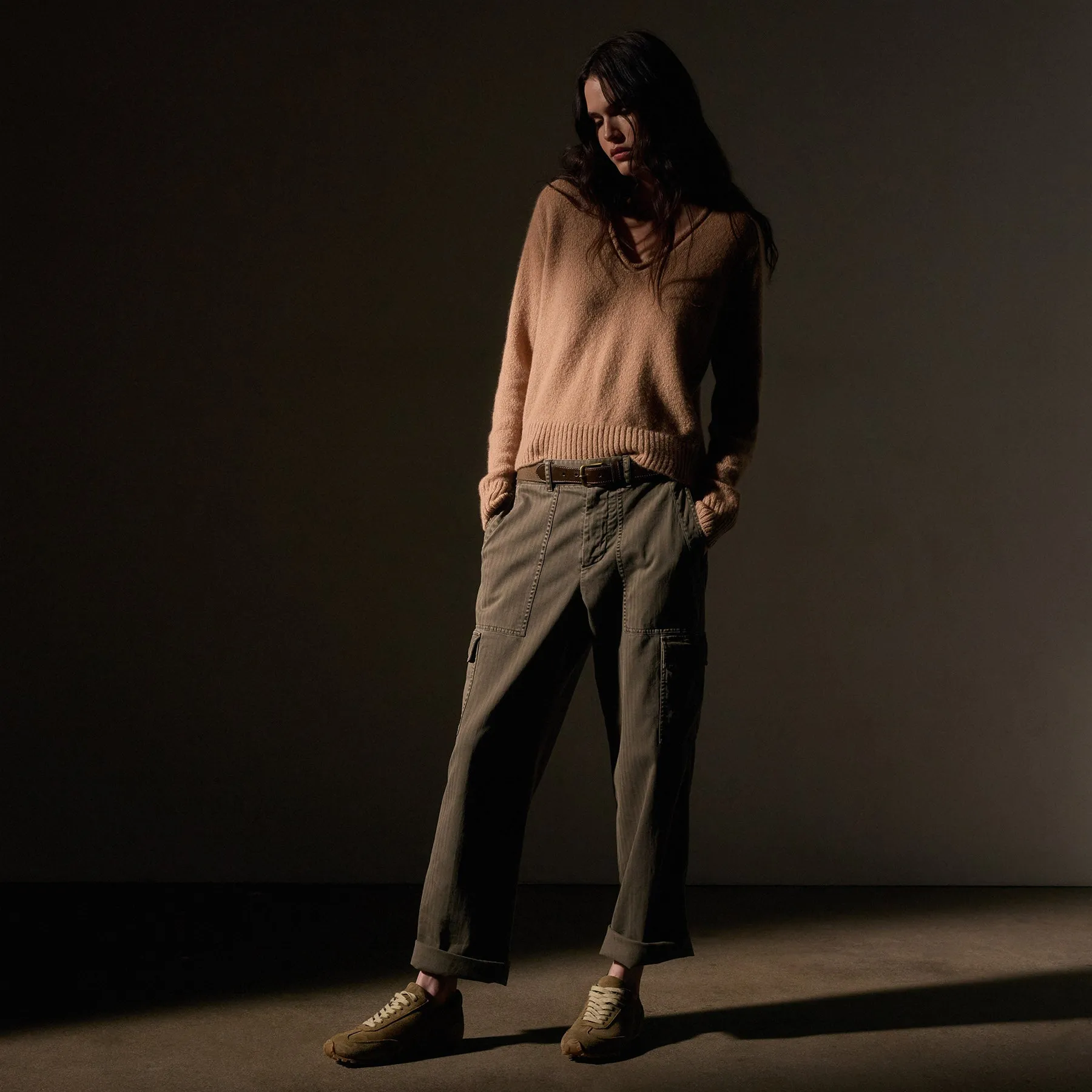 Herringbone Utility Pant - Army Green Pigment