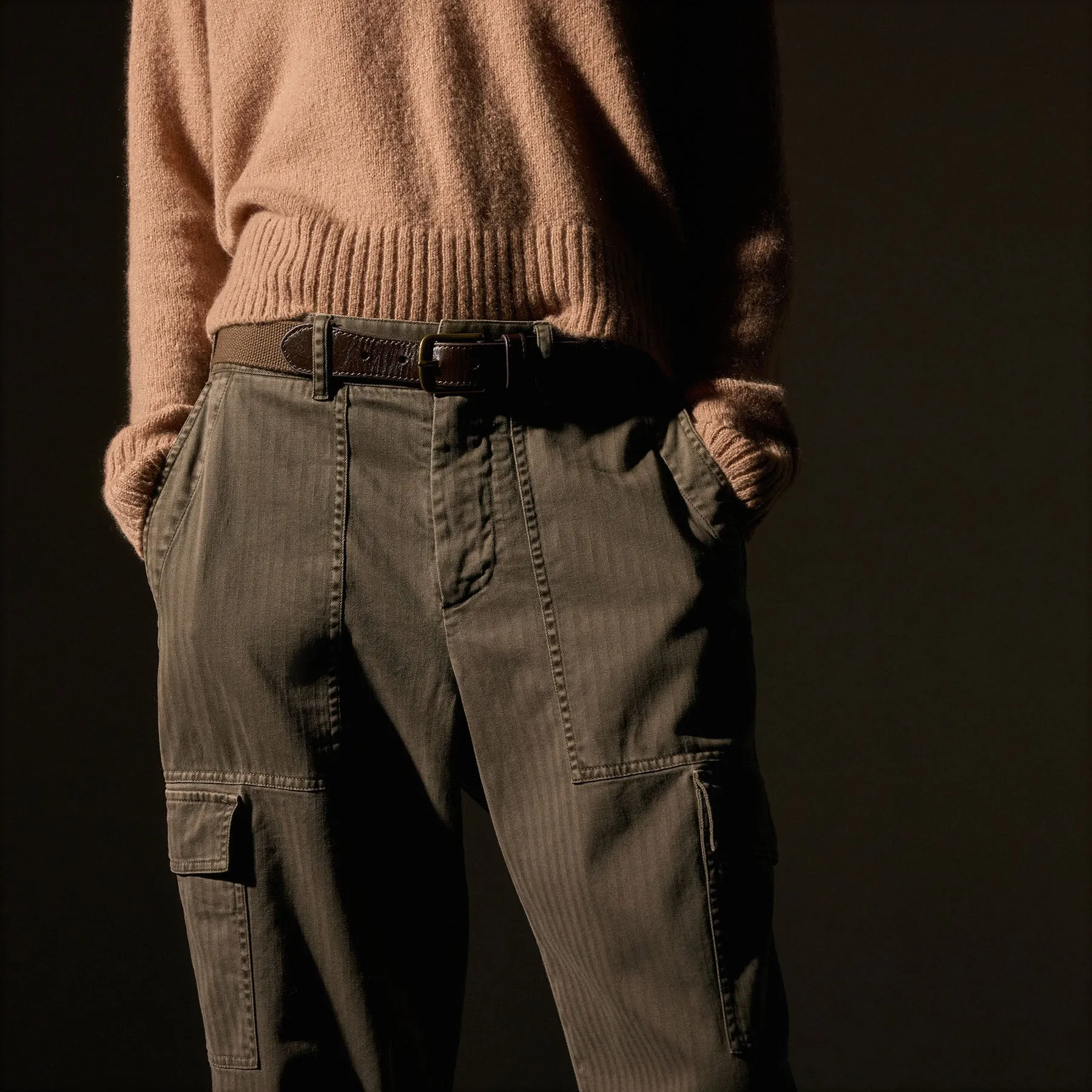 Herringbone Utility Pant - Army Green Pigment