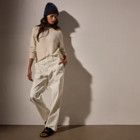 Herringbone Utility Pant - Ivory Pigment