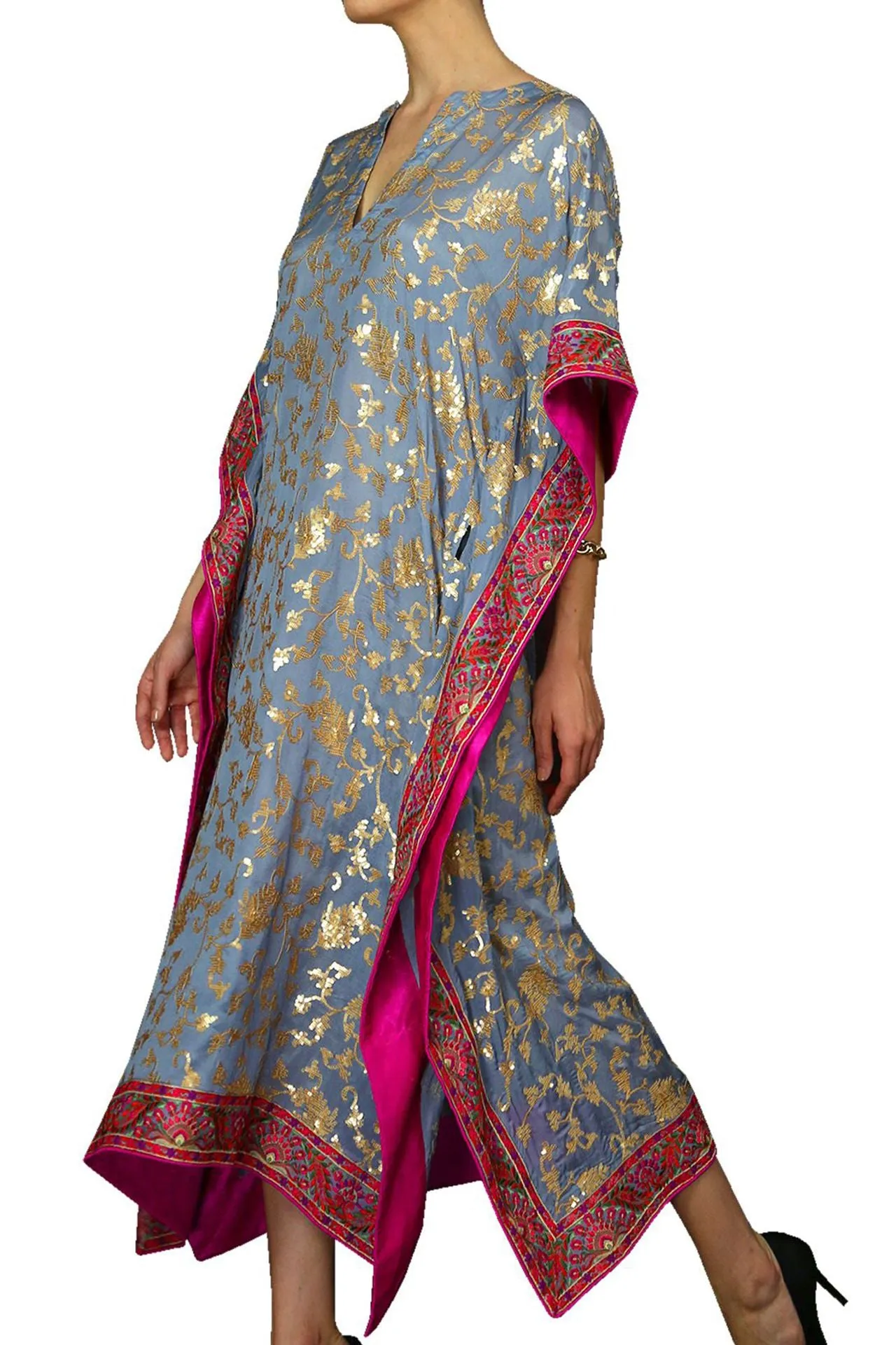 Holiday Holiday Lace Up Kaftan Dress in Flamingo