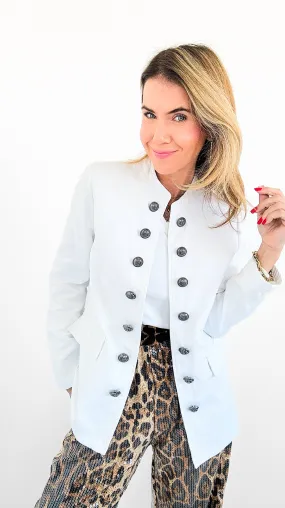 Imperial Style Buttoned Jacket - White