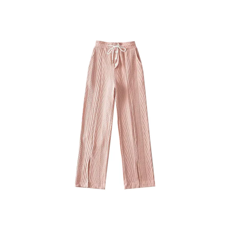 Jazlene Solid Color Straight Leg High Waist Long Pants