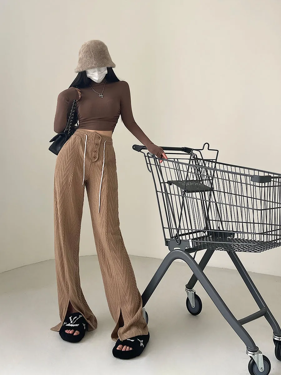 Jazlene Solid Color Straight Leg High Waist Long Pants