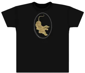 Jerry Garcia/Grateful Dead Tiger-Guitar shirt. Gold ink on Black