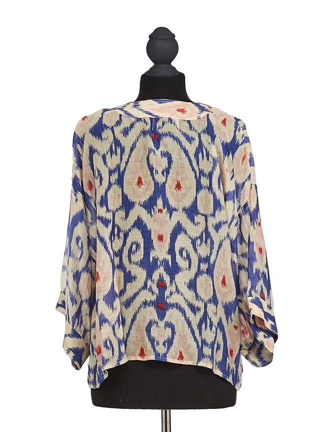 Kimono Jacket - Ikat Blue