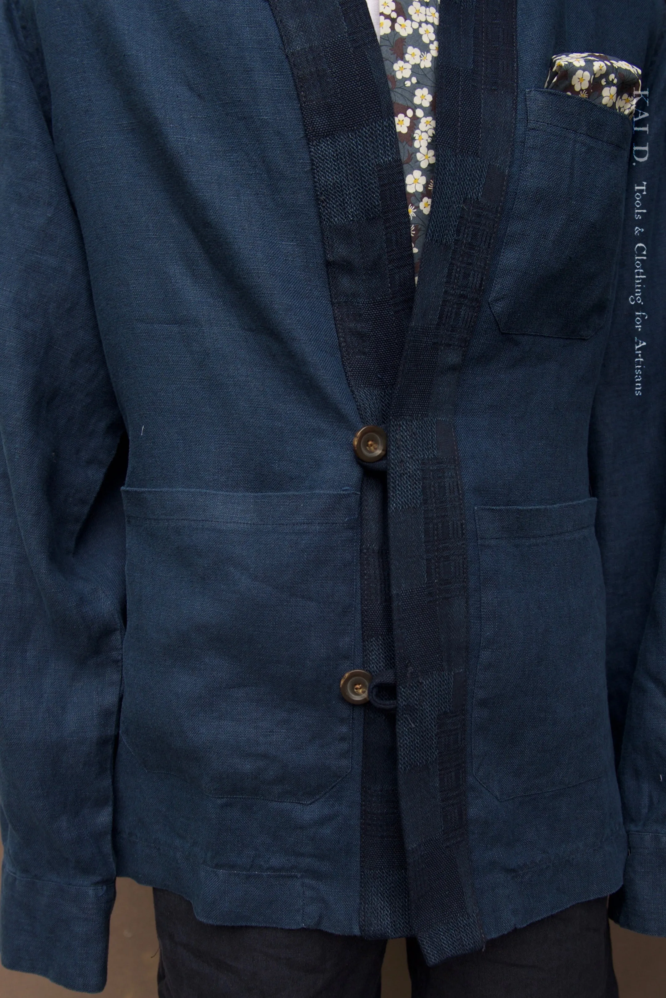 Klee Linen Komono Jacket - Blue - M, L
