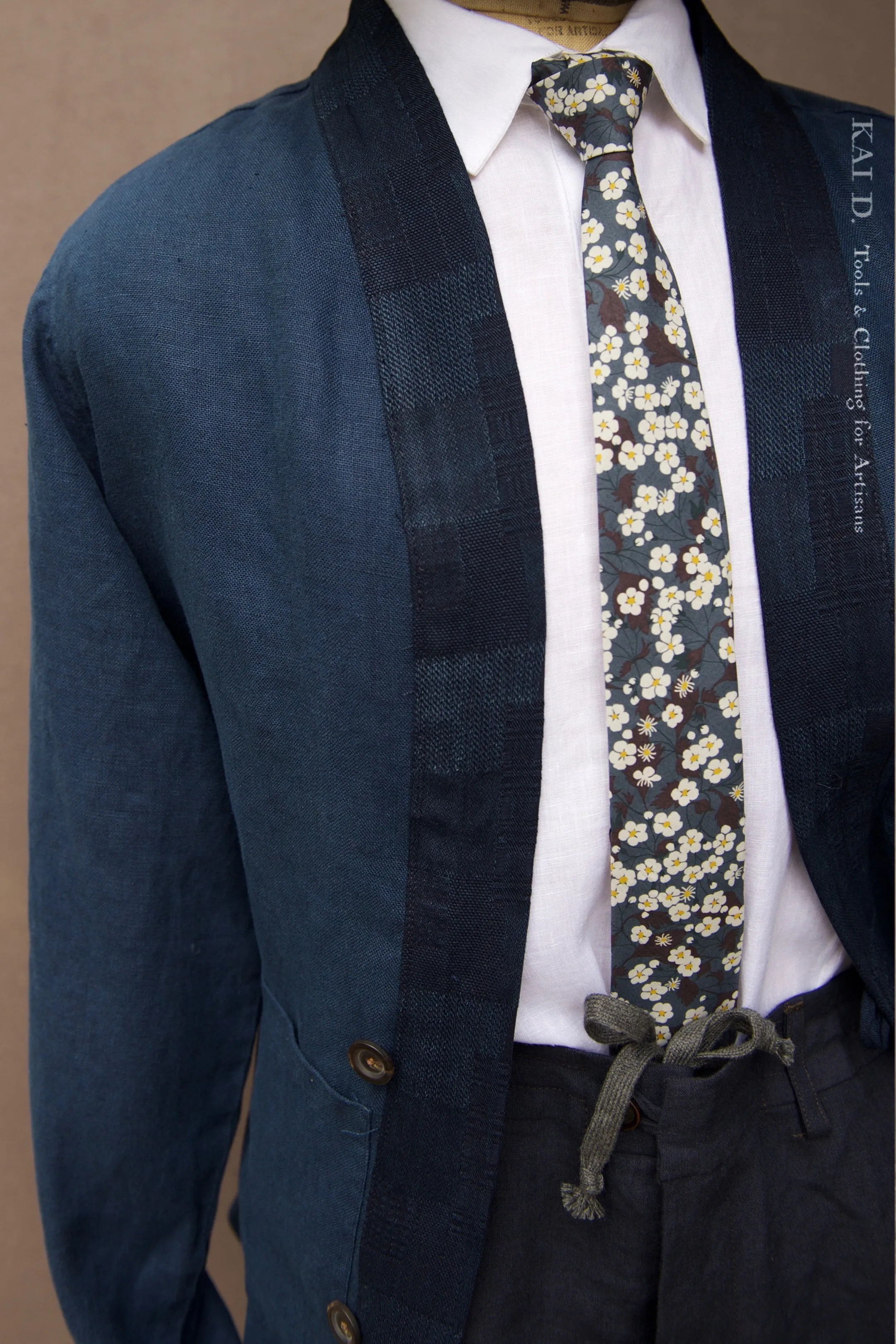 Klee Linen Komono Jacket - Blue - M, L