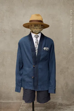 Klee Linen Komono Jacket - Blue - M, L