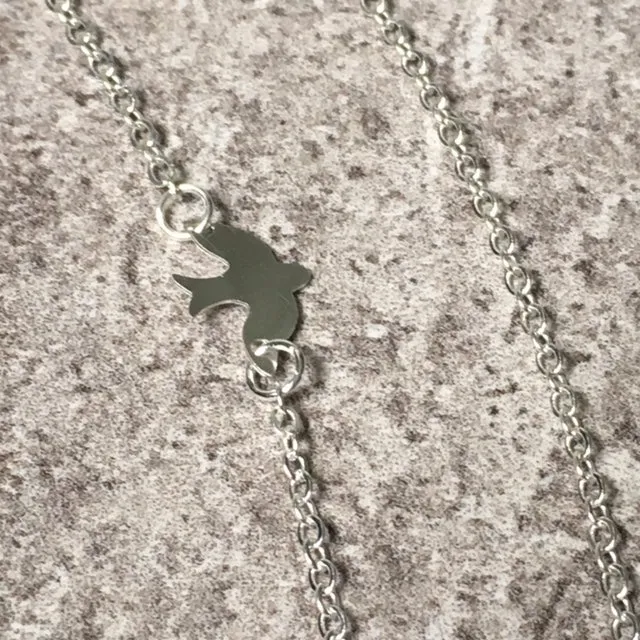 LAYERED SILVER PLATED DELICATE BIRD CHAIN NECKLACE