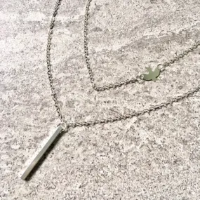 LAYERED SILVER PLATED DELICATE BIRD CHAIN NECKLACE