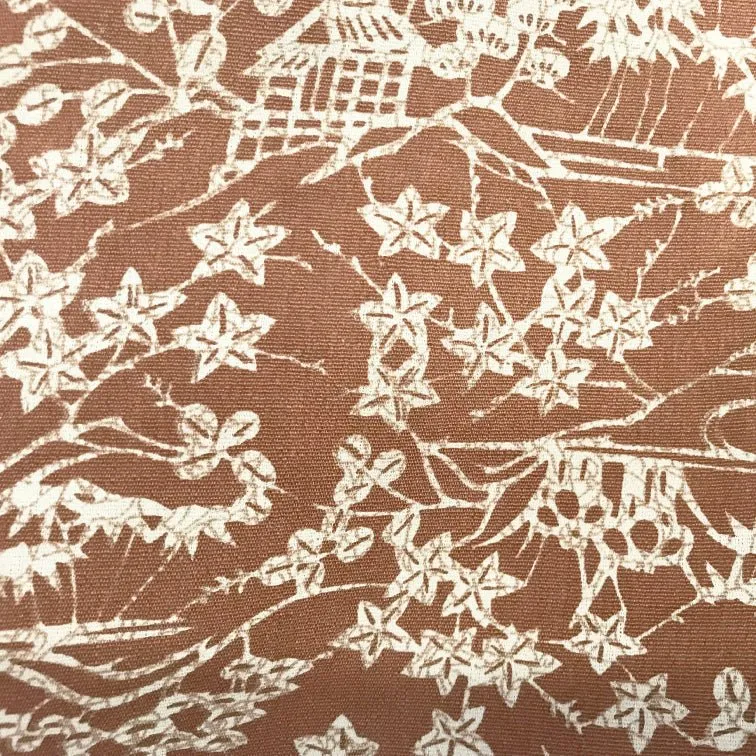 Light brown haori with white flowerplants pattern