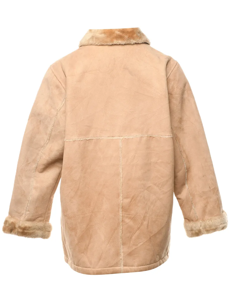 Light Brown Shearling Lined Coat - L