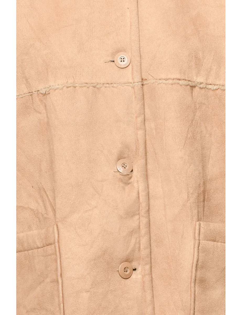 Light Brown Shearling Lined Coat - L