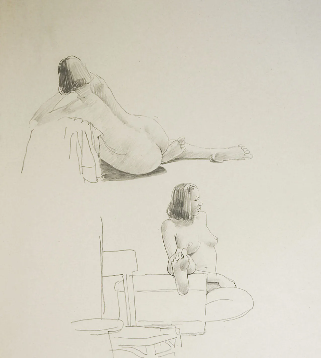 Max Jordan Female Nude Study Drawings