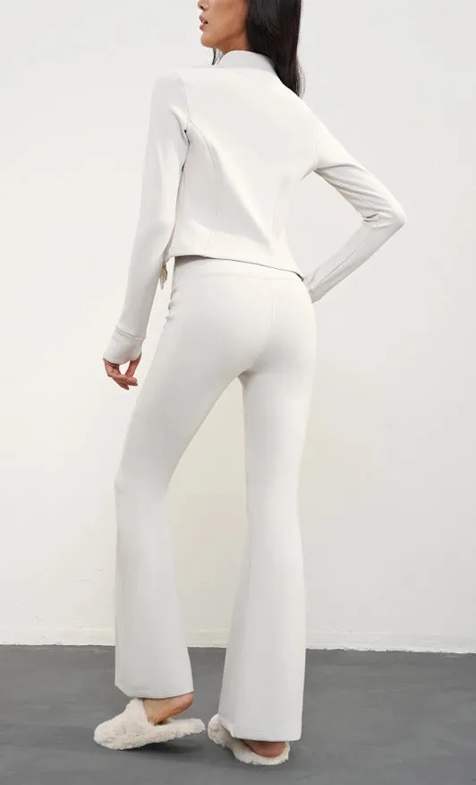 Mellow Extra-Warm Fleece Crop Active Yoga Jacket Eggshell