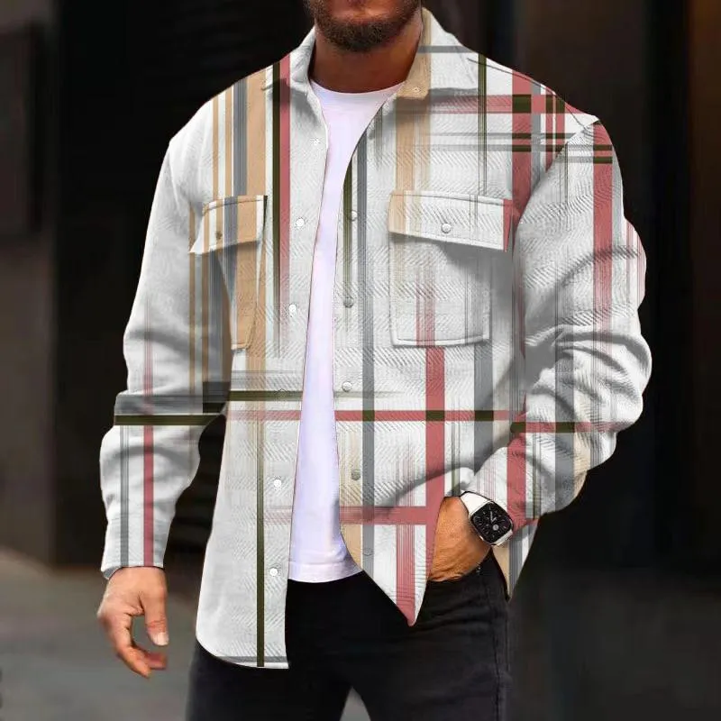 Men's Corduroy Print Long Sleeve Jacket 55645142L