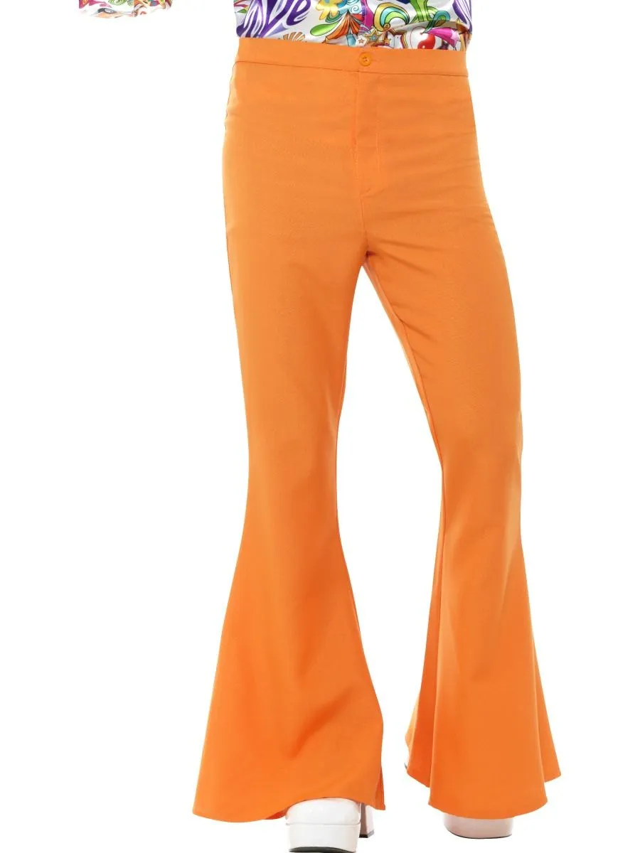 Mens Orange Flared Disco Pants