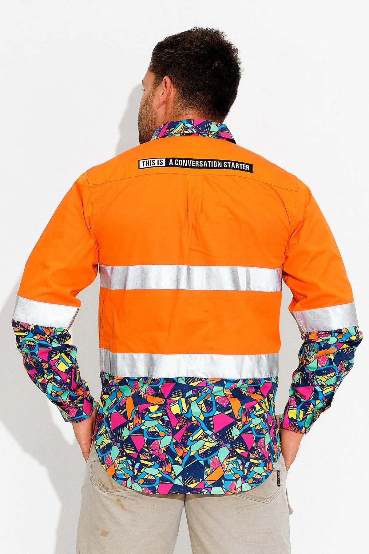 Men's Ventura Orange Day/Night Hi Vis Half Button Workshirt