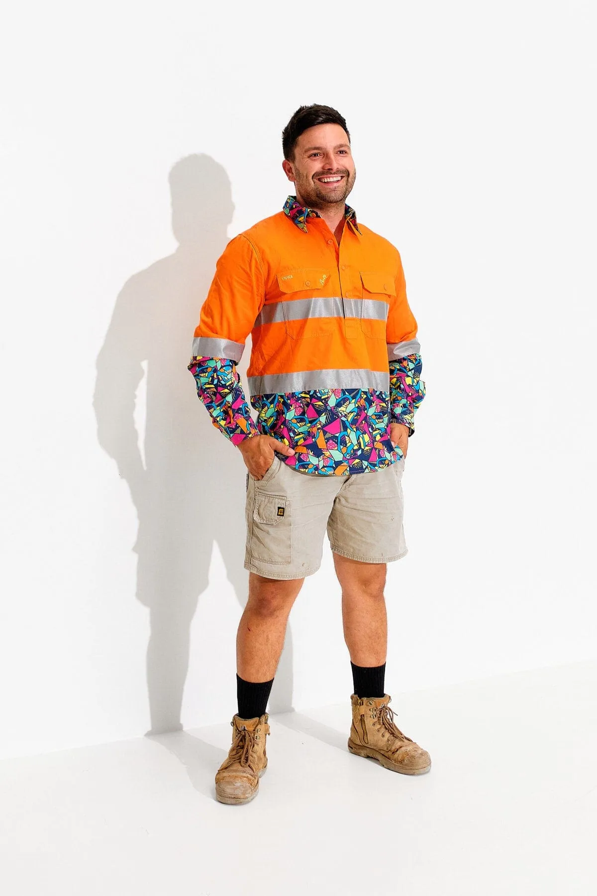 Men's Ventura Orange Day/Night Hi Vis Half Button Workshirt