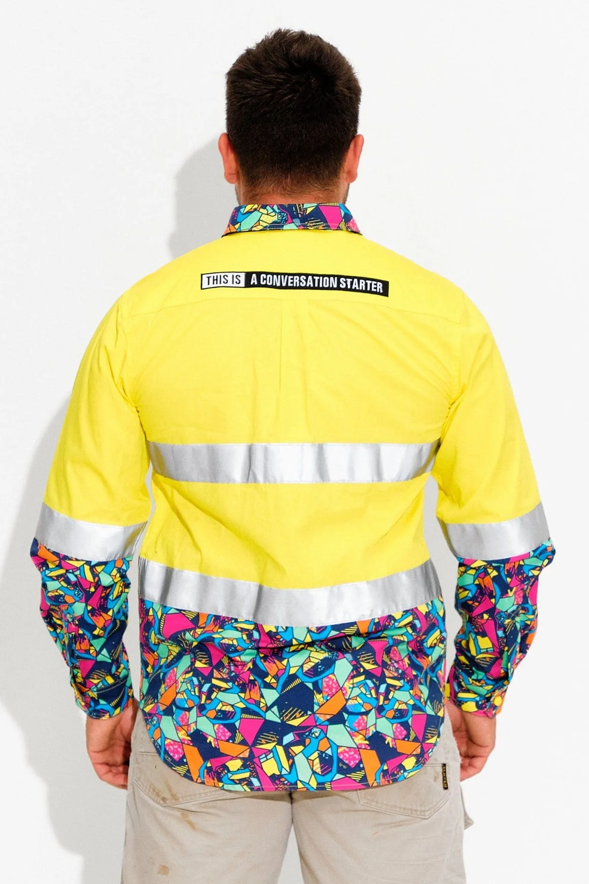 Men's Ventura Yellow Day/Night Hi Vis Half Button Workshirt