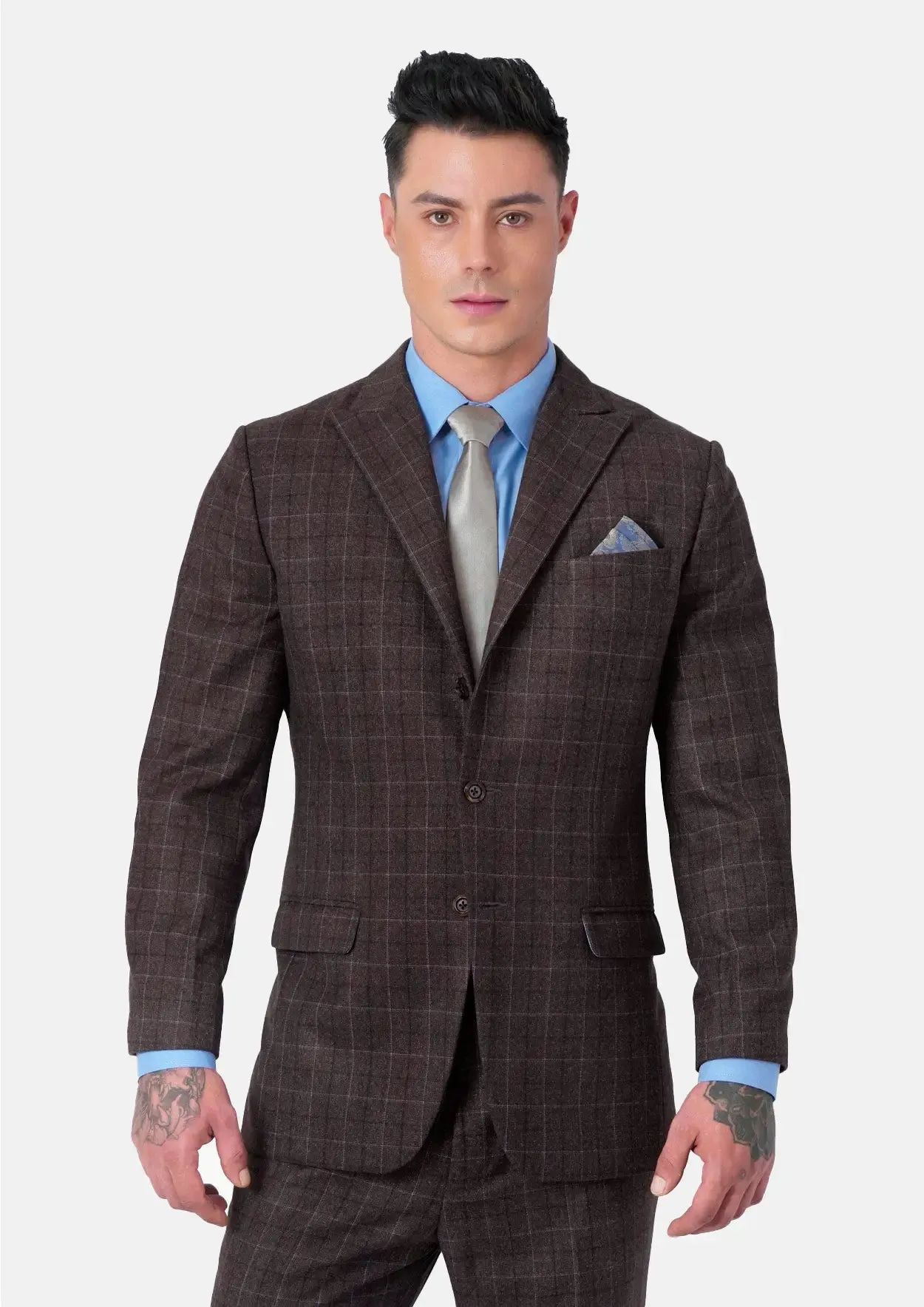Montauk Cedar Brown Flannel Windowpane Jacket
