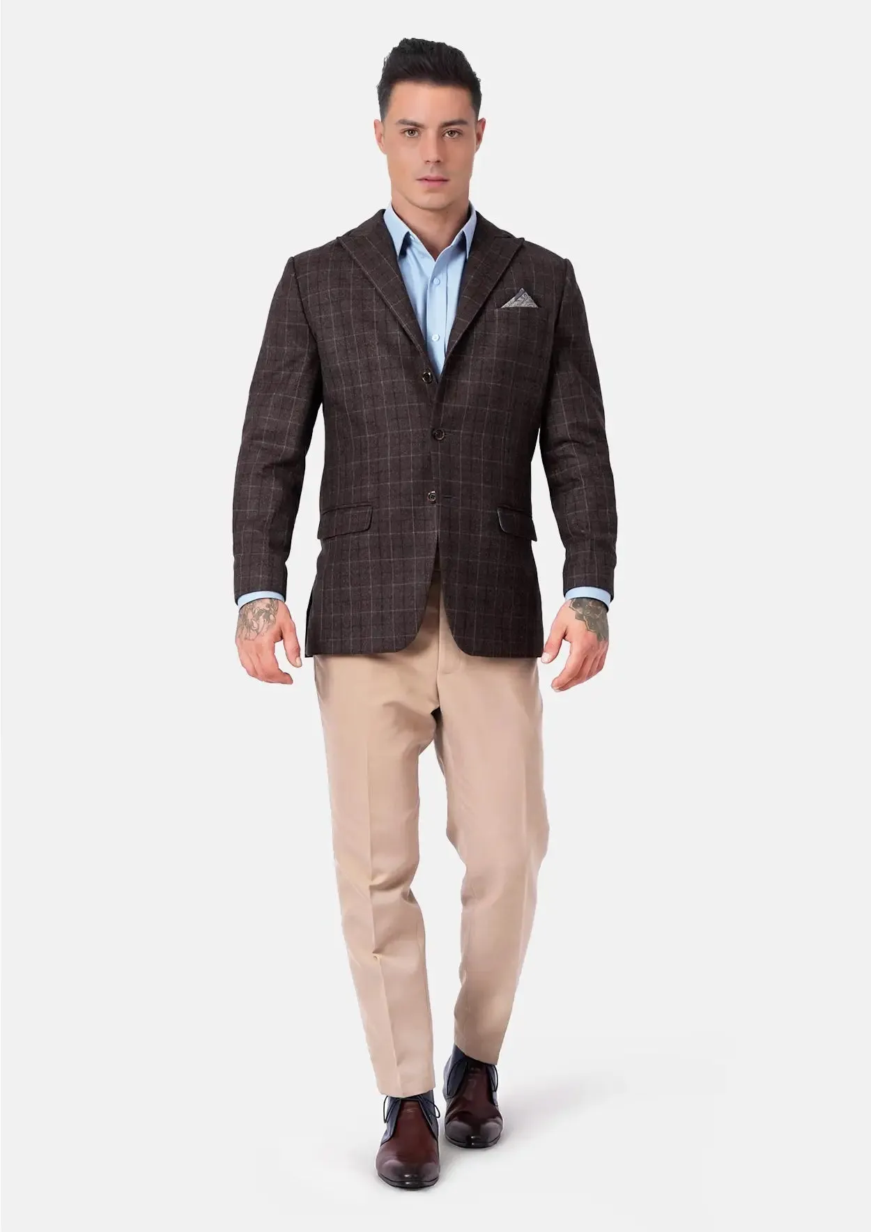 Montauk Cedar Brown Flannel Windowpane Jacket
