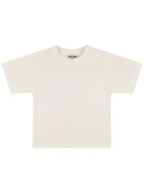 Moschino   Logo embroidery cotton jersey t-shirt 