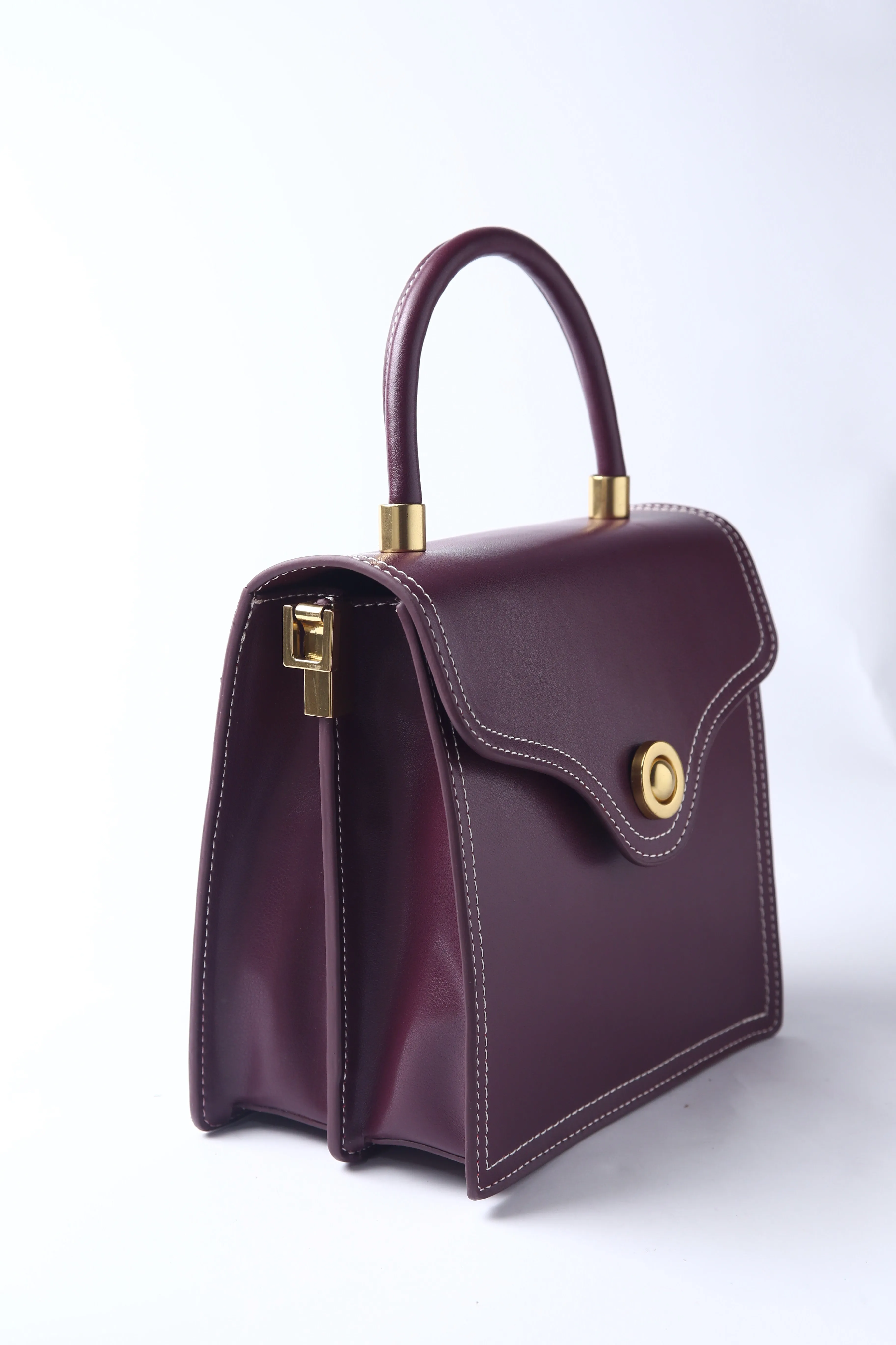 Mulled Wine Firm Leather Handheld Bag