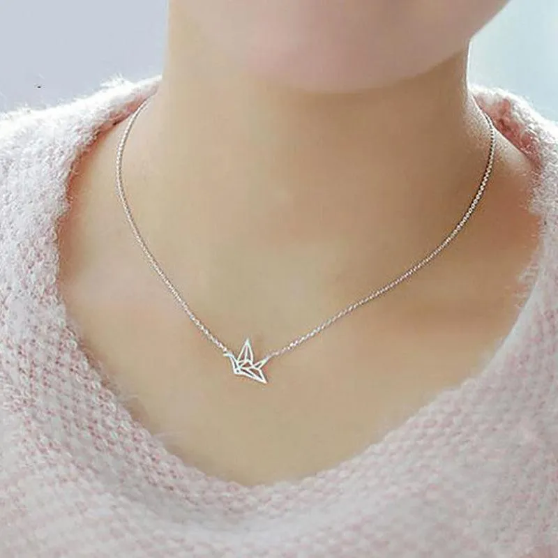 Origami Bird Minimal Necklace