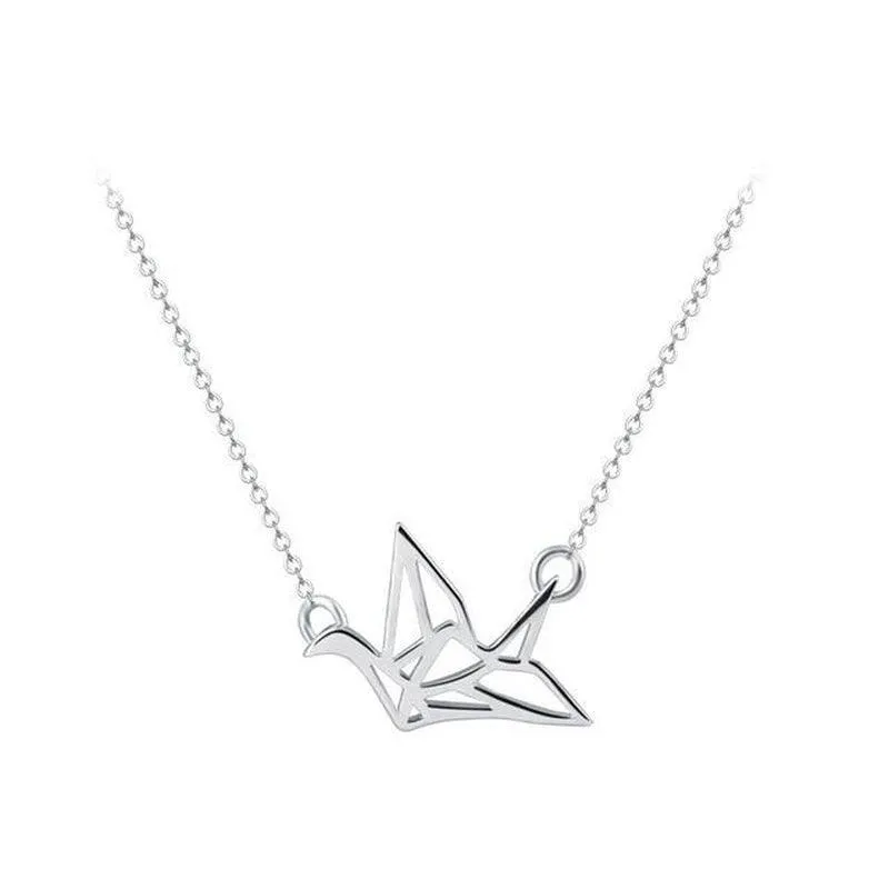Origami Bird Minimal Necklace