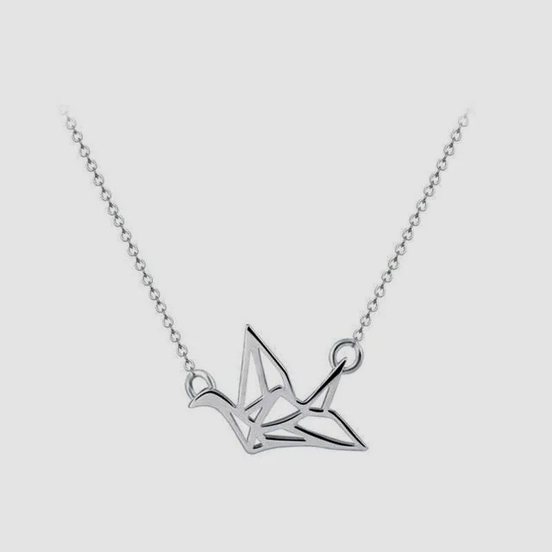 Origami Bird Minimal Necklace