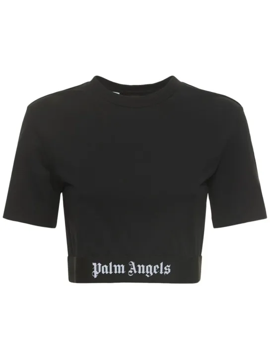 Palm Angels   Logo tape stretch cotton cropped t-shirt 