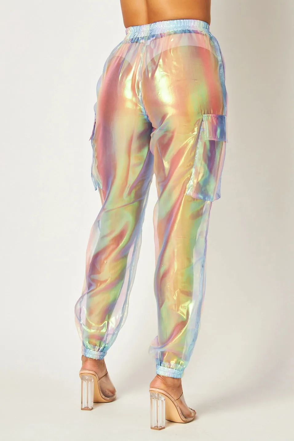 Paula Iridescent Sheer Jogger Pants