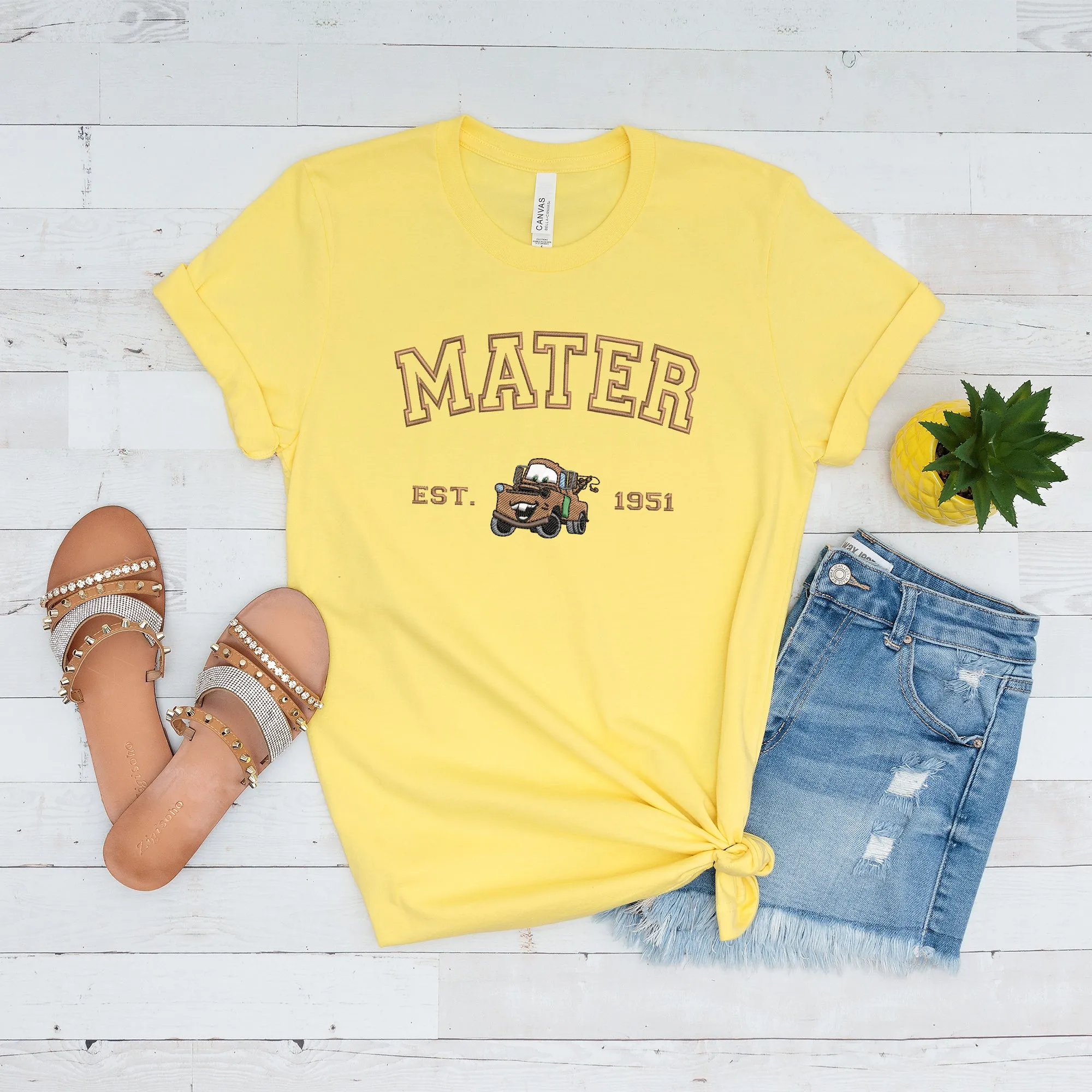 Personalized Disney Cars Mater Embroidered Adult T-shirt