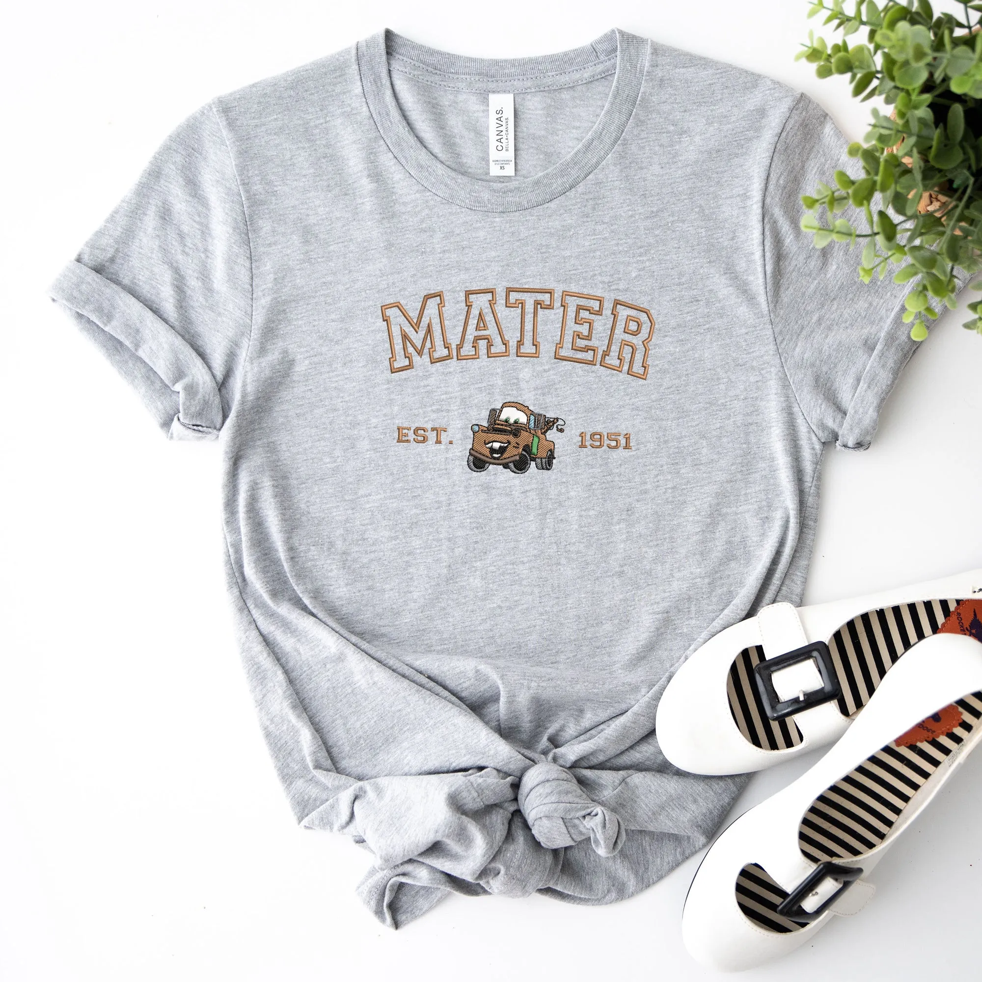 Personalized Disney Cars Mater Embroidered Adult T-shirt