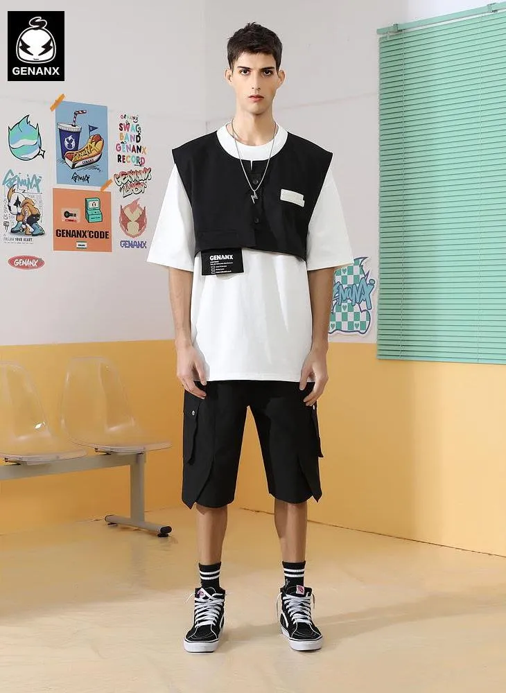 Safari Style Label Multi-Pocket Cropped Shorts